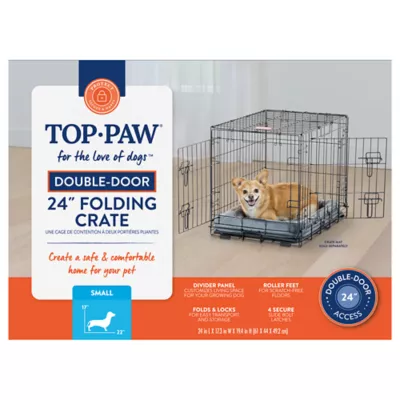 Top Paw® Double Door Folding Wire Dog Crate w/ Divider Panel - Leak Prook Tray; Metal, SM-XL - Image 7