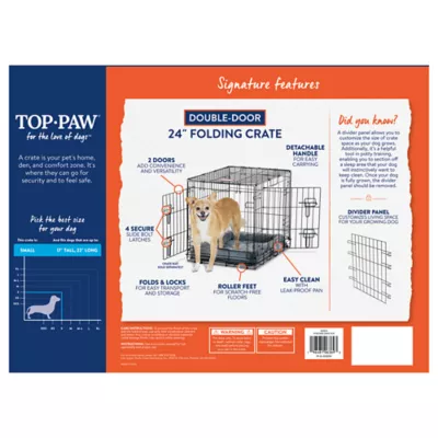 Top Paw® Double Door Folding Wire Dog Crate w/ Divider Panel - Leak Prook Tray; Metal, SM-XL - Image 8