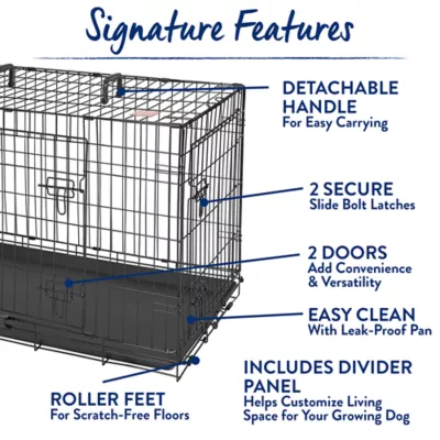 Top Paw® Double Door Folding Wire Dog Crate w/ Divider Panel - Leak Prook Tray; Metal, SM-XL - Image 5