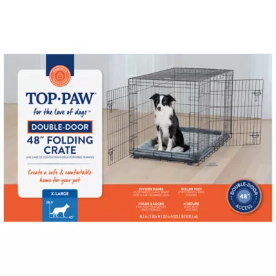 Top Paw® Double Door Folding Wire Dog Crate w/ Divider Panel - Leak Prook Tray; Metal, SM-XL - Image 7