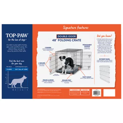 Top Paw® Double Door Folding Wire Dog Crate w/ Divider Panel - Leak Prook Tray; Metal, SM-XL - Image 8