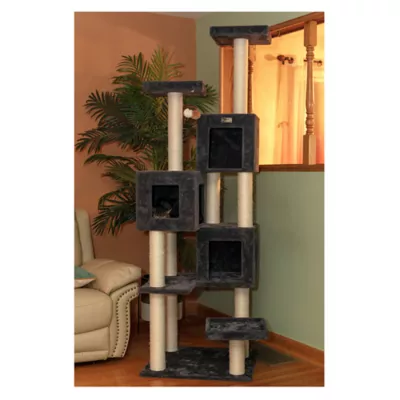 Product Armarkat 80-in Real Wood Cat Tower with Condos for Multiple Cats, Dark Gray