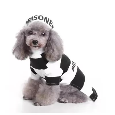 Product Pet Life Halloween Striped Retro Inmate Prisoner Uniform Dog & Cat Costume