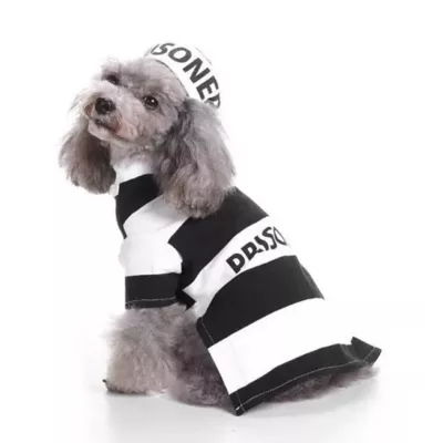 Product Pet Life Halloween Striped Retro Inmate Prisoner Uniform Dog & Cat Costume
