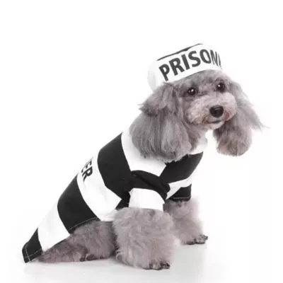 Product Pet Life Halloween Striped Retro Inmate Prisoner Uniform Dog & Cat Costume