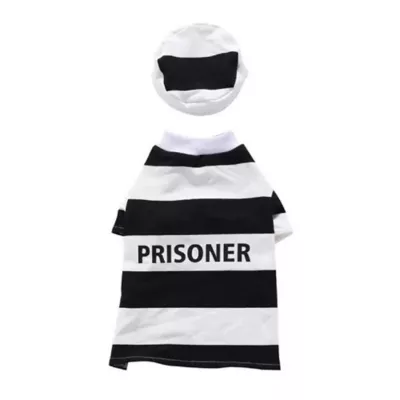Product Pet Life Halloween Striped Retro Inmate Prisoner Uniform Dog & Cat Costume