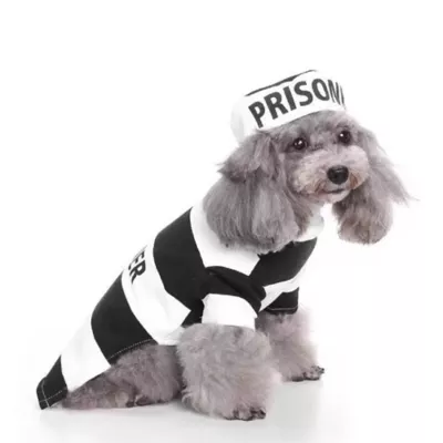 Product Pet Life Halloween Striped Retro Inmate Prisoner Uniform Dog & Cat Costume