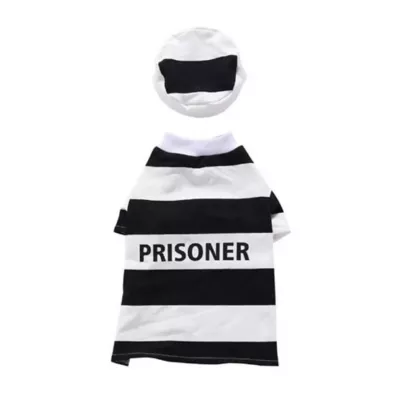 Product Pet Life Halloween Striped Retro Inmate Prisoner Uniform Dog & Cat Costume