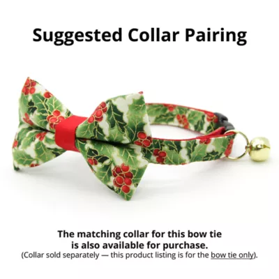 Product Made By Cleo® Holiday Holly Christmas Botanical Cat Bow Tie