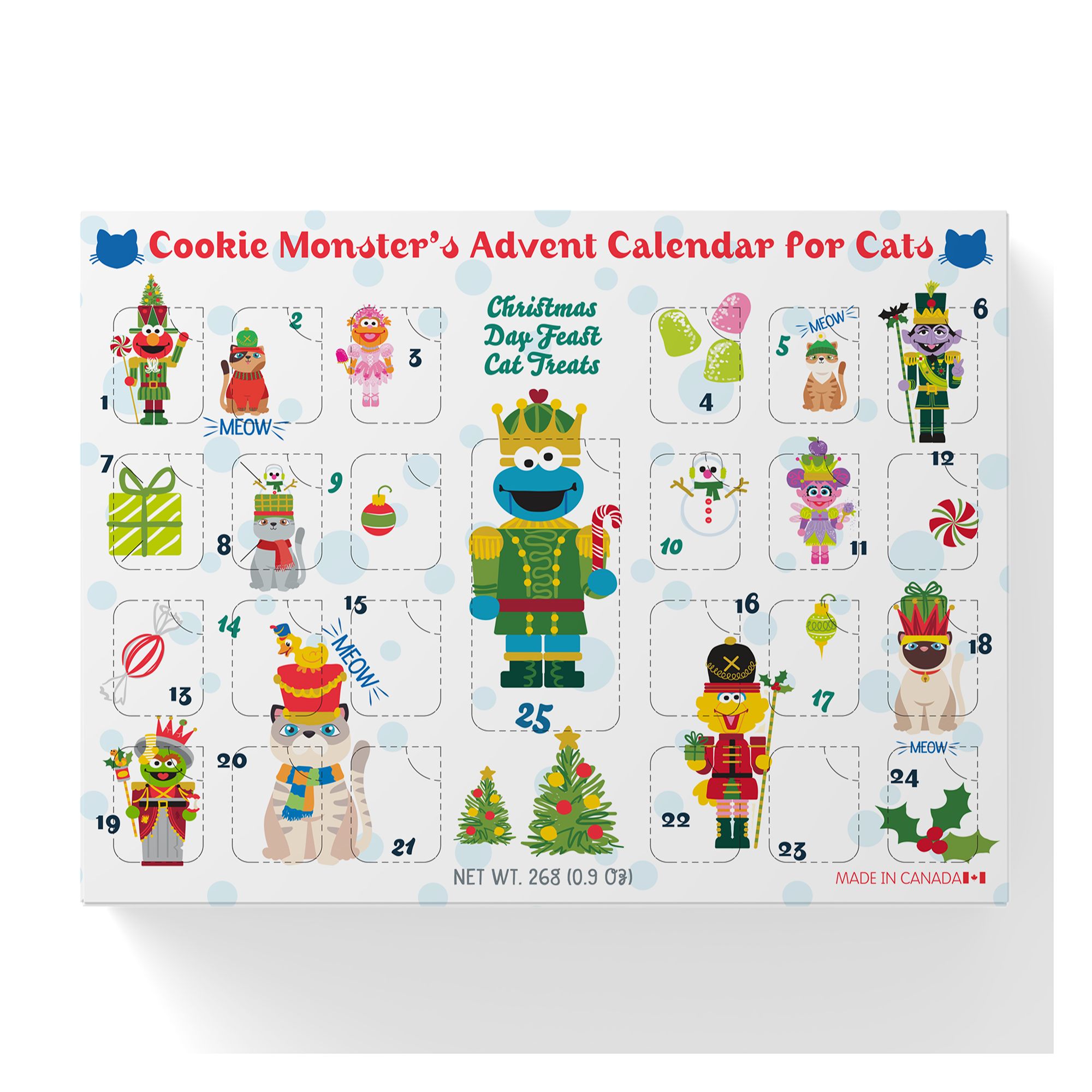 Pet Krewe Sesame Street, Cookie Monster, Nutcracker Cat Advent Calendar