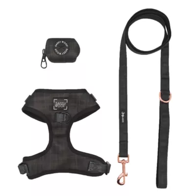 Product Sassy Woof Baby Got Black Dog Harness, Leash and Waste Bag Holder Bundle