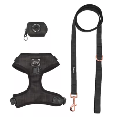 Product Sassy Woof Baby Got Black Dog Harness, Leash and Waste Bag Holder Bundle