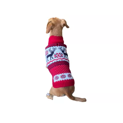 Product Hip Doggie Red Fair Isle Holiday Dog Sweater