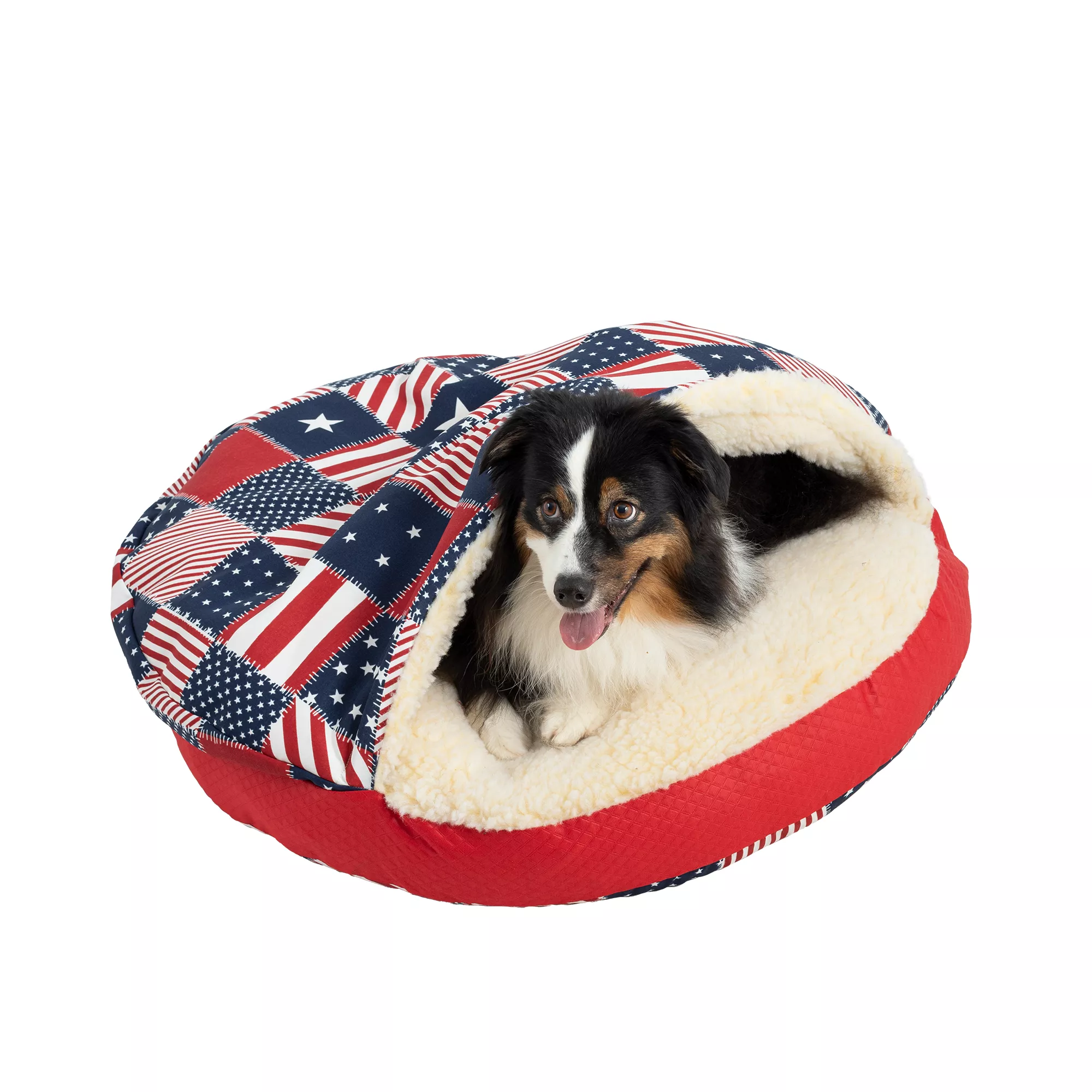 Snoozer® Wag Collection Starpatch/Red Diamond Luxury Cozy Cave® Round Dog Bed