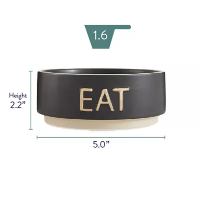 Product Top Paw® Black Embossed "EAT" Ceramic Dog Bowl