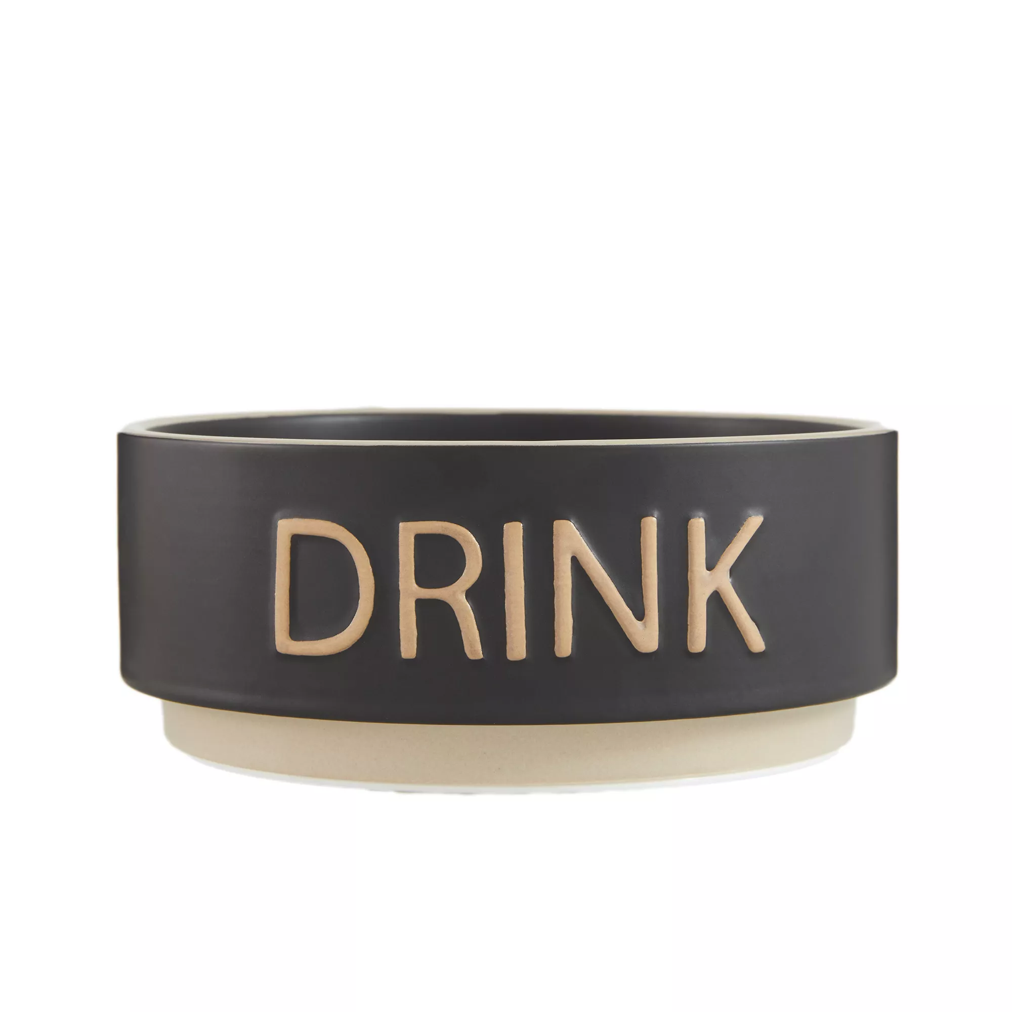 Top Paw® Black Embossed "DRINK" Ceramic Dog Bowl