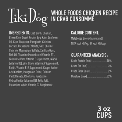 Product Tiki Dog Whole Foods Chicken & Crab Wet Dog Food