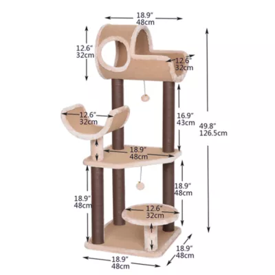 Product Catry 50-in 5-Level Interactive Cat Tower, Beige