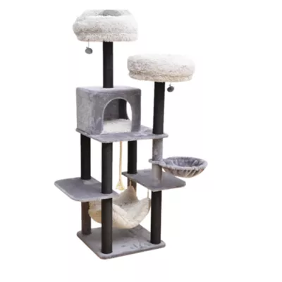 Catry 63 in Bradbury 7 Level Multi Activity Cat Tree Gray Black