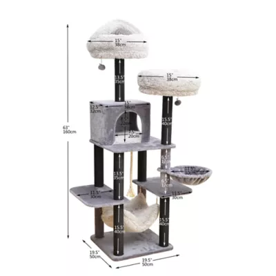 Product Catry 63-in Bradbury 7-Level Multi-Activity Cat Tree, Gray & Black