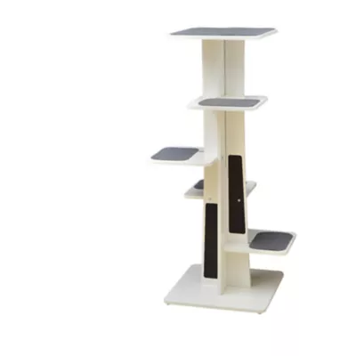 Product PetPals 45-in Modern Tower 6-Level Cat Tree, White & Grey