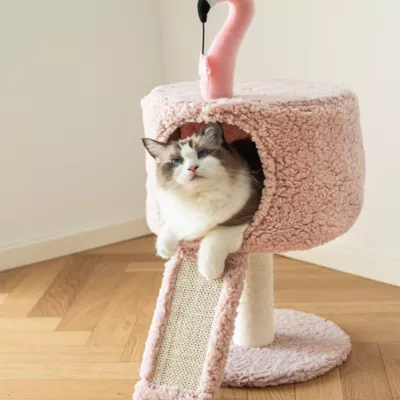 Product Catry 29-in Flamingo Cat Condo with Scratching Post, Pink