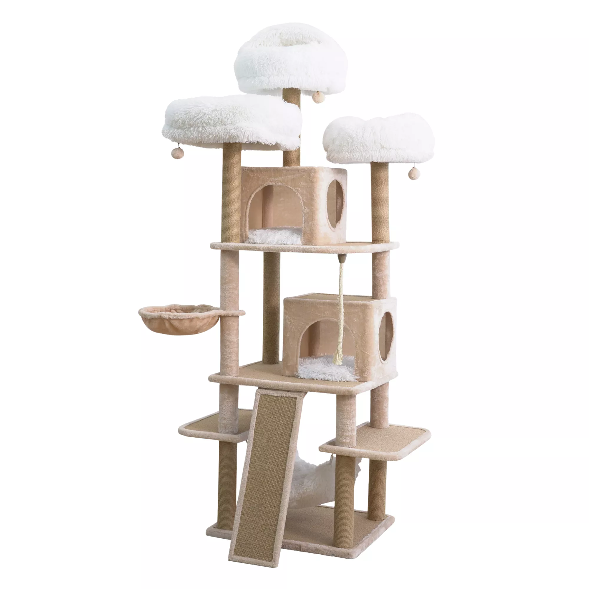 Catry 75-in Castle Multi-Activity Cat Tower, Cream & Beige