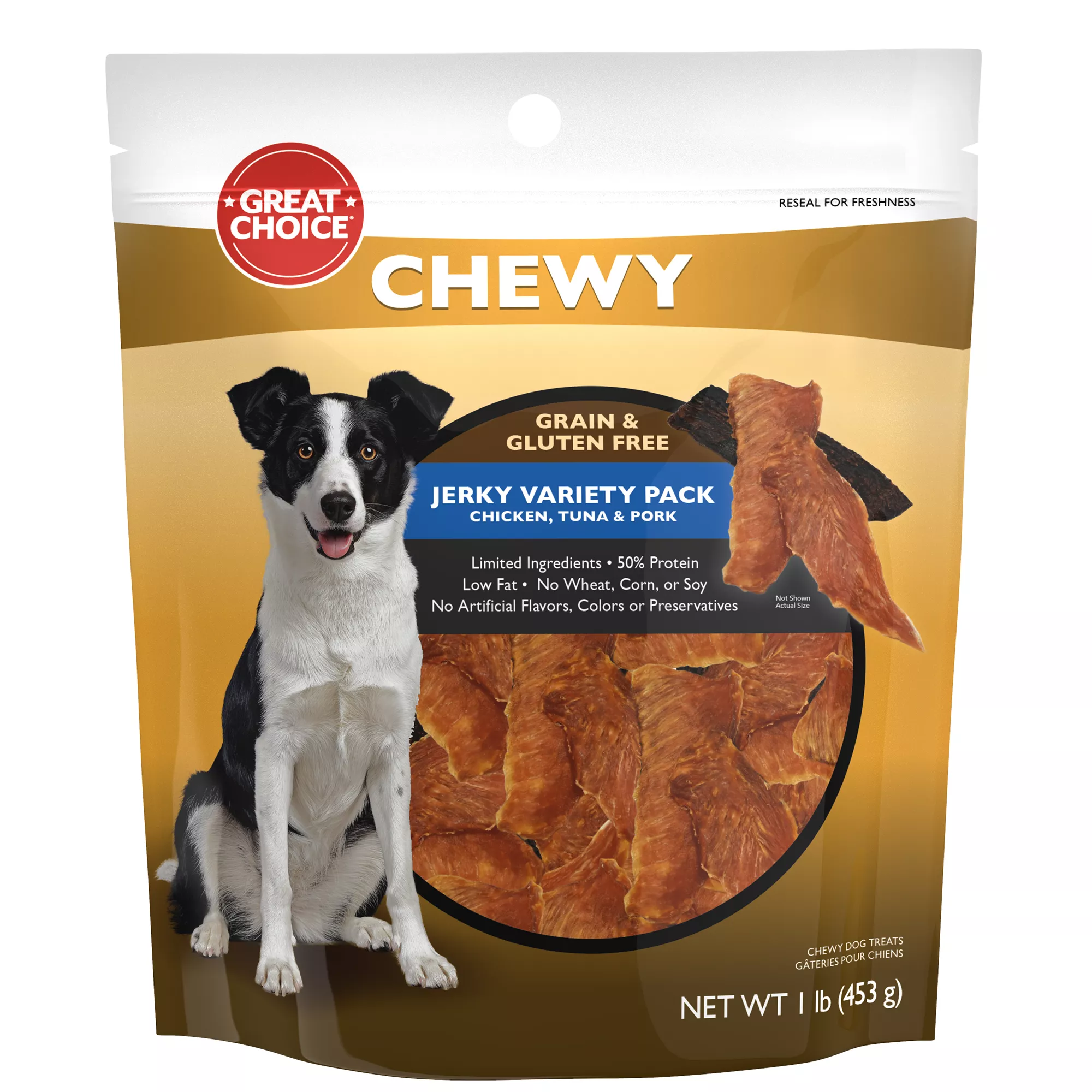 Great Choice Chewy Jerky Variety Pack All Life Stage Dog Treats - Chicken, Tuna & Pork