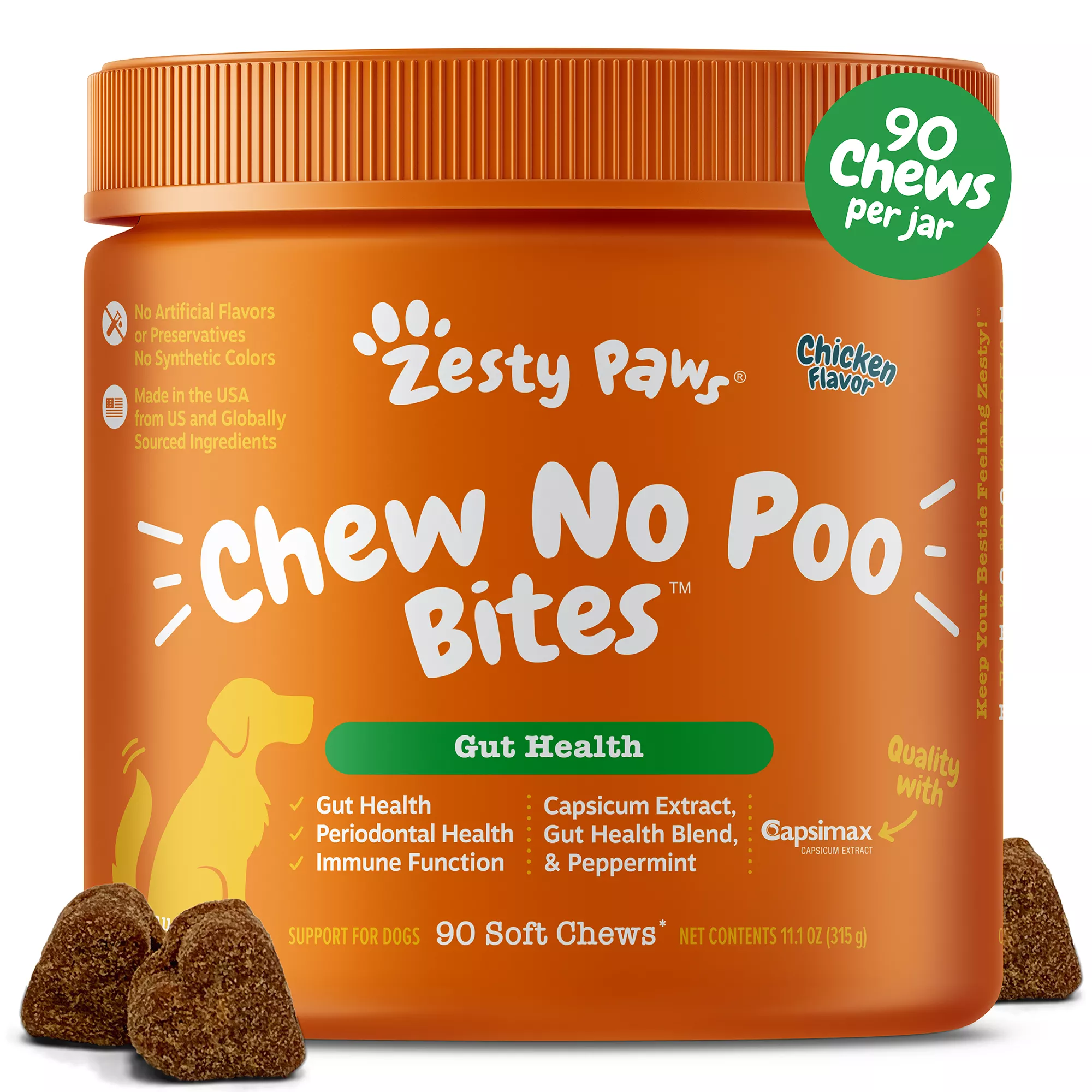 Zesty Paws Chew No Poo Bites for Dogs - Chicken Flavor - 90 ct