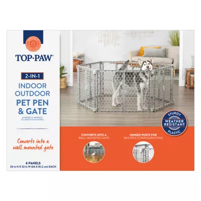 Top Paw® 2-in-1 Plastic Gate & Pet Pen - 6 Panel, Customizable Dog Playpen & Dog Gate - Image 5