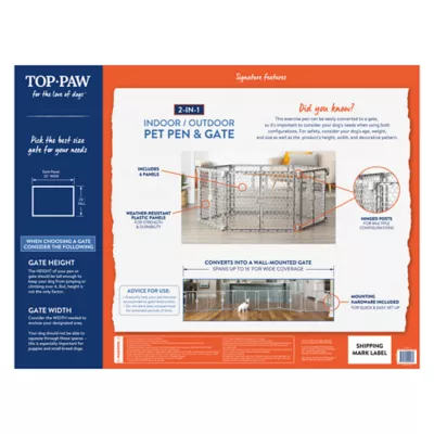 Top Paw® 2-in-1 Plastic Gate & Pet Pen - 6 Panel, Customizable Dog Playpen & Dog Gate - Image 6