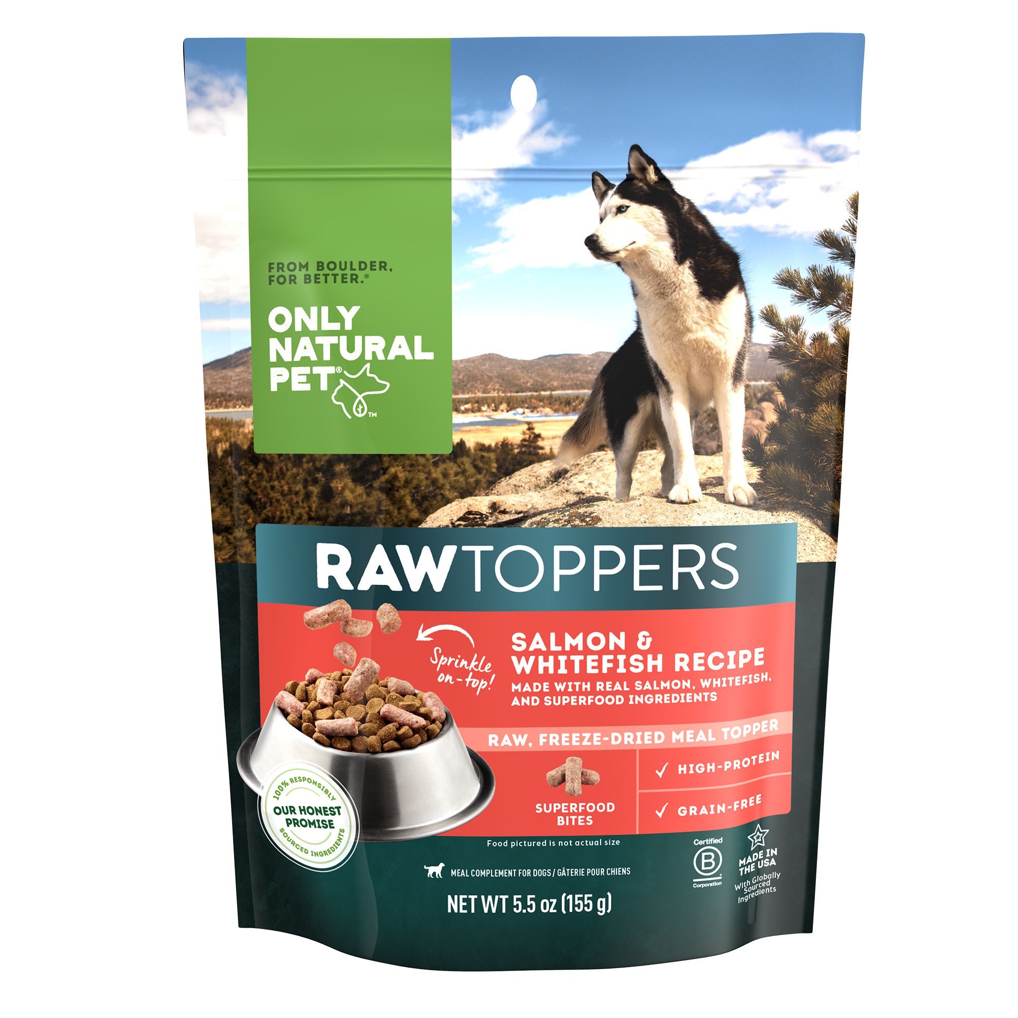 Only Natural Pet RawToppers Dog Food Topper Salmon Whitefish 5.5 oz