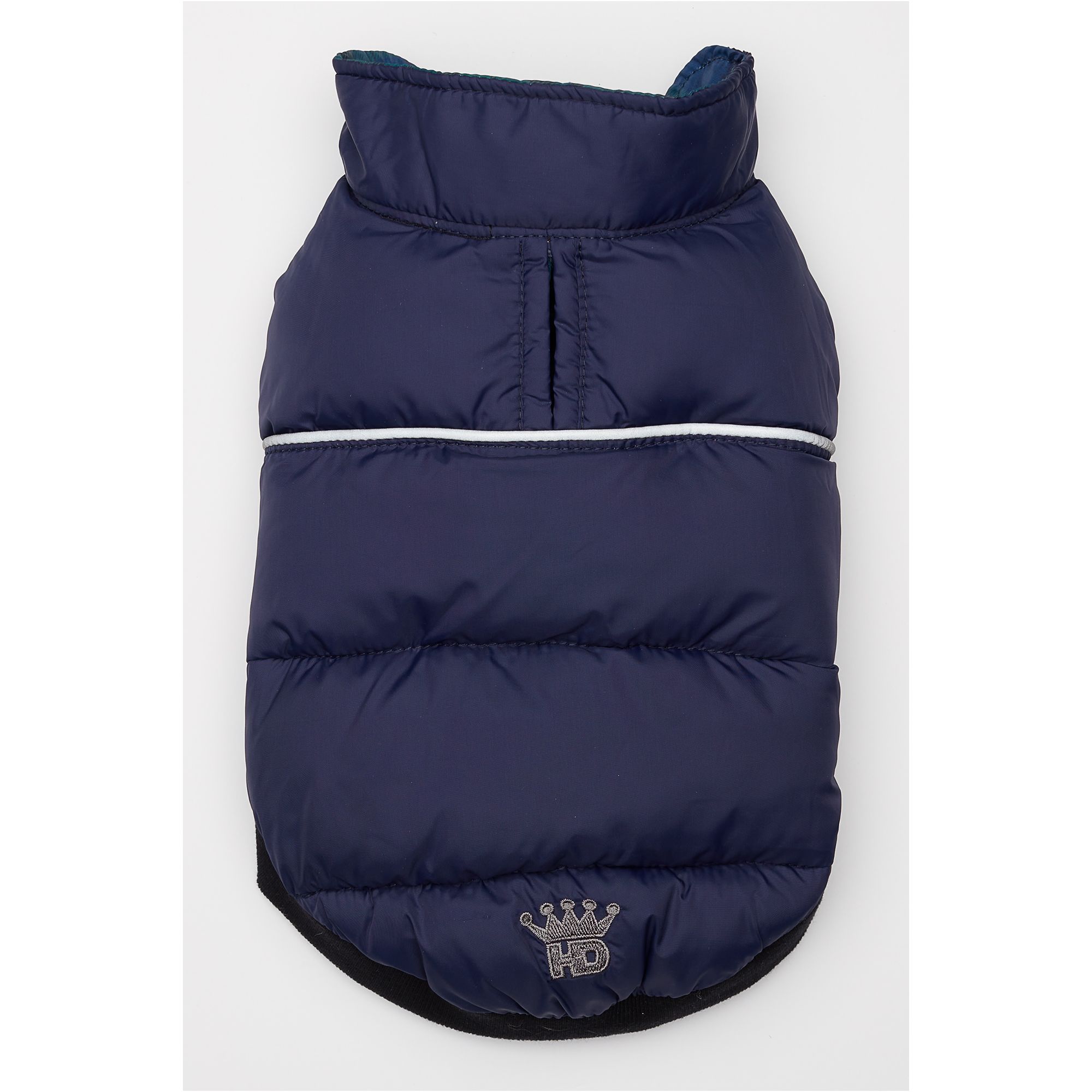 Hip Doggie Navy Plaid Flex-Fit Reversible Dog Coat