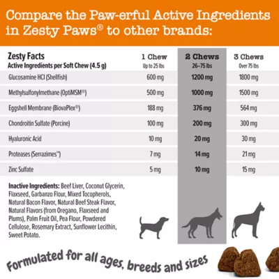 Product Zesty Paws Vet Strength Mobility Bites for Dogs - Beef & Bacon Flavor - 90 Ct