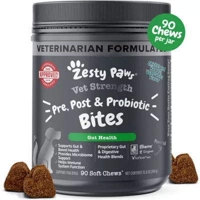 Product Zesty Paws Vet Strength Pre, Pro & Postbiotic Bites for Dogs - Chicken & Veg Flavor - 90 Ct