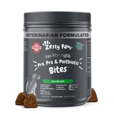 Product Zesty Paws Vet Strength Pre, Pro & Postbiotic Bites for Dogs - Chicken & Veg Flavor - 90 Ct