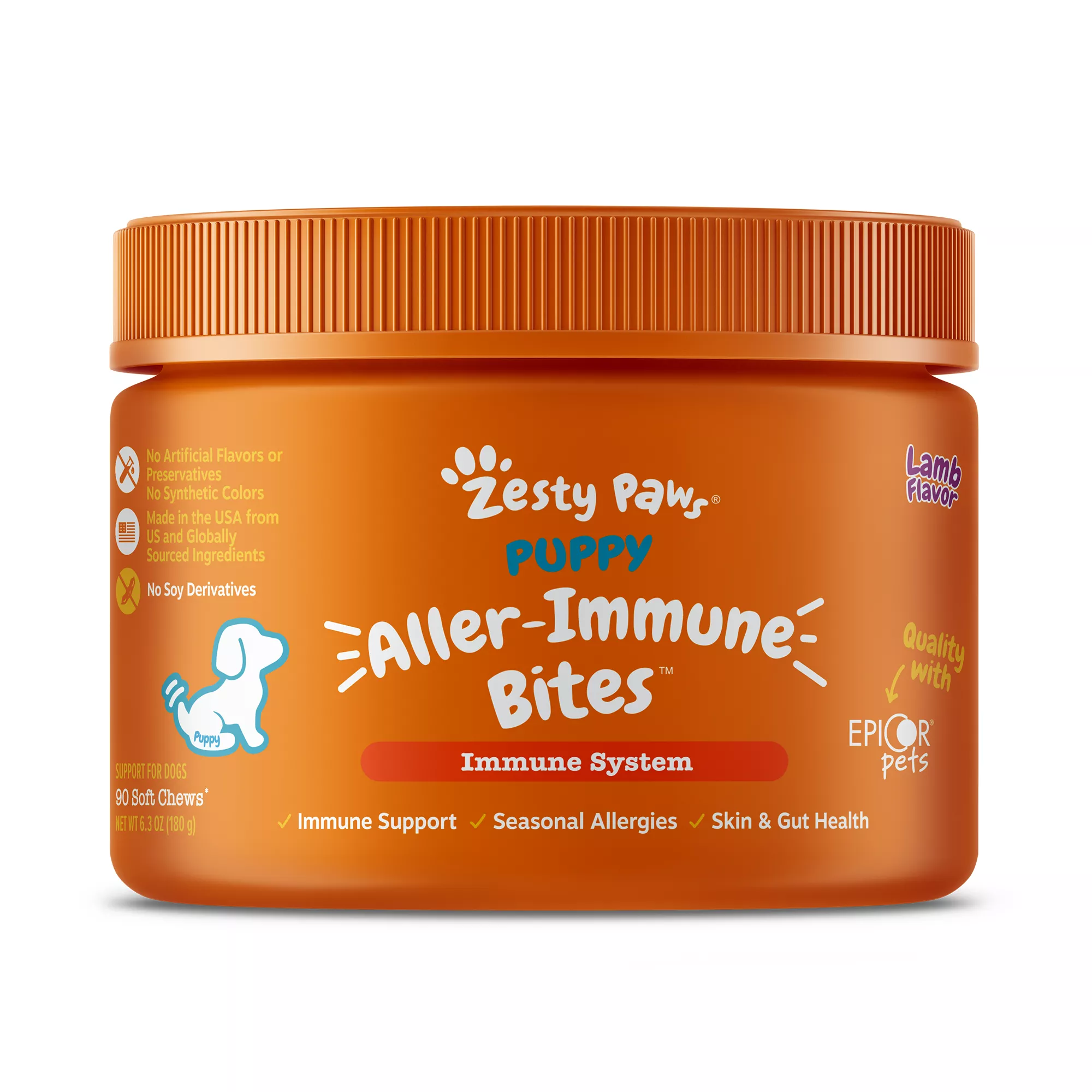 Zesty Paws Allergy & Immune Bites for Puppy - Lamb Flavor - 90 Ct