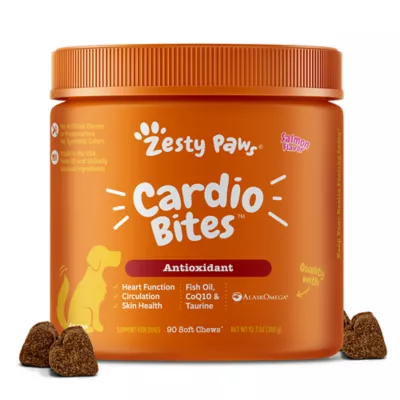 Zesty Paws Cardio Bites for Dogs Salmon Flavor 90 Ct