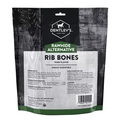 Product Dentley's Rawhide Alternative Rib Bones Pork Flavor 6 Count 9.5 OZ