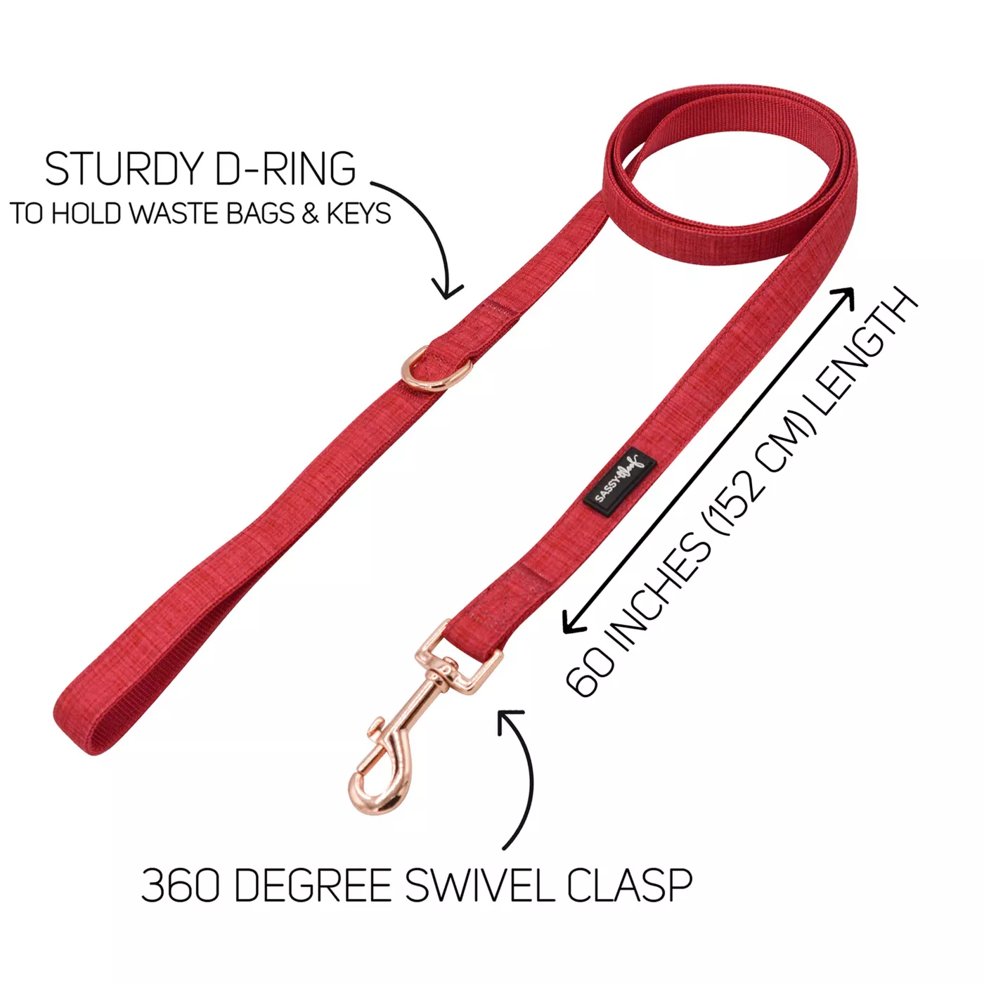 Sassy Woof Merlot Dog Leash 5 ft long