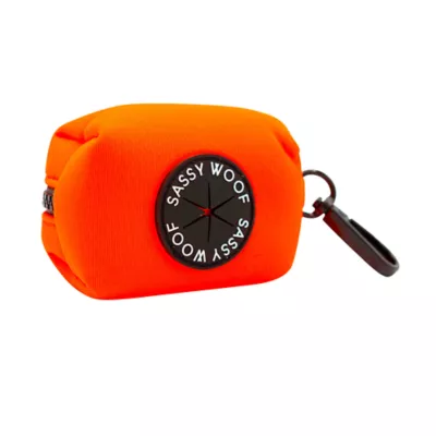 Sassy Woof Dog Waste Bag Holder, Neon Colored Bag Holder W/ Carabiner Clip For Convenient Access - Image 1