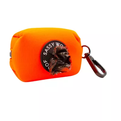 Sassy Woof Dog Waste Bag Holder, Neon Colored Bag Holder W/ Carabiner Clip For Convenient Access - Image 2