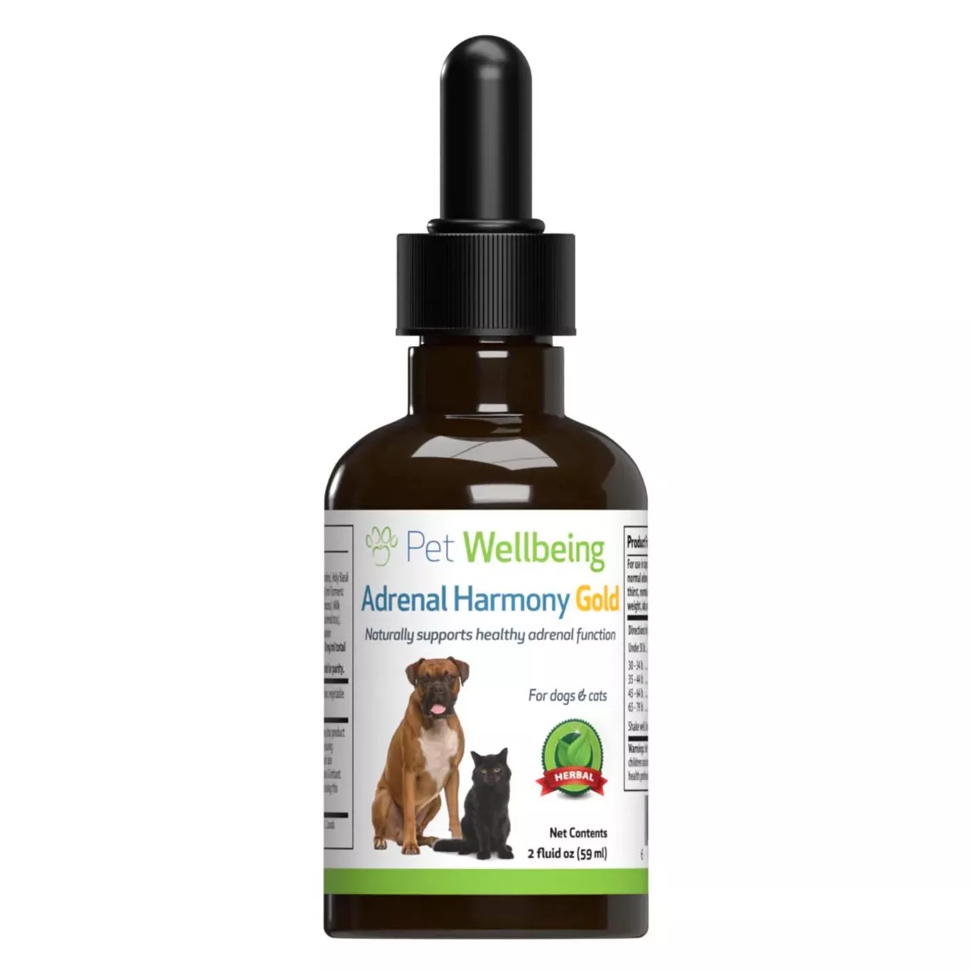 Pet Wellbeing Adrenal Harmony GOLD Liquid Hormonal Dog Cat Supplement