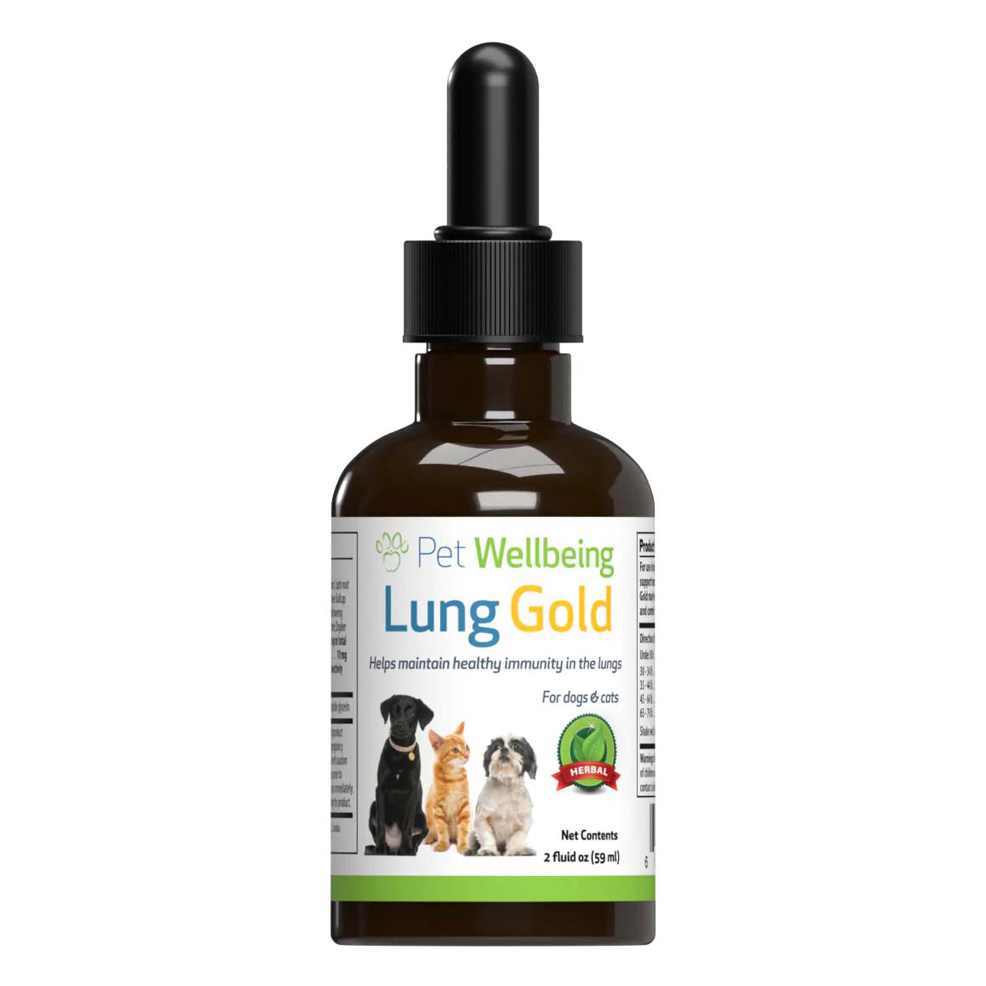 Pet Wellbeing Lung Gold for Dogs Natural Breathing Support and 2oz