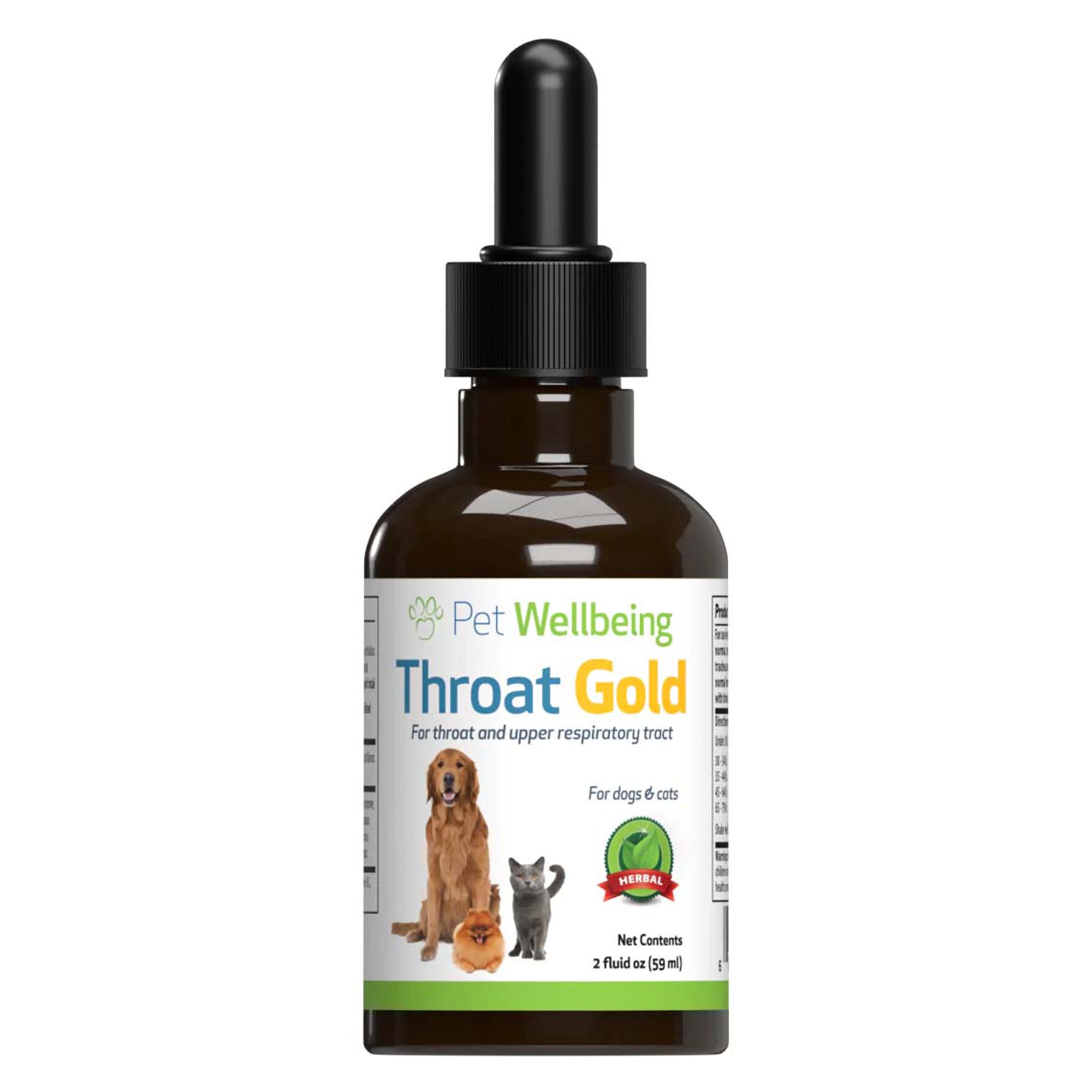 Pet Wellbeing Throat GOLD Liquid Respiratory Dog Cat Supplement