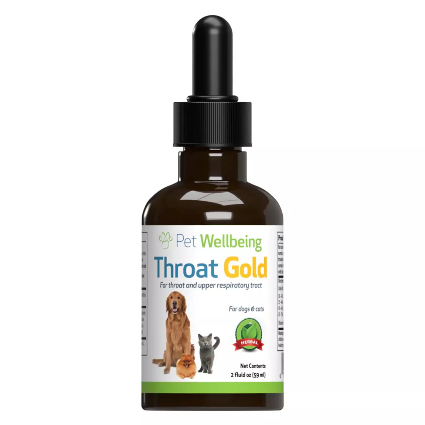 Pet Wellbeing Throat GOLD Liquid Respiratory Dog Cat Supplement