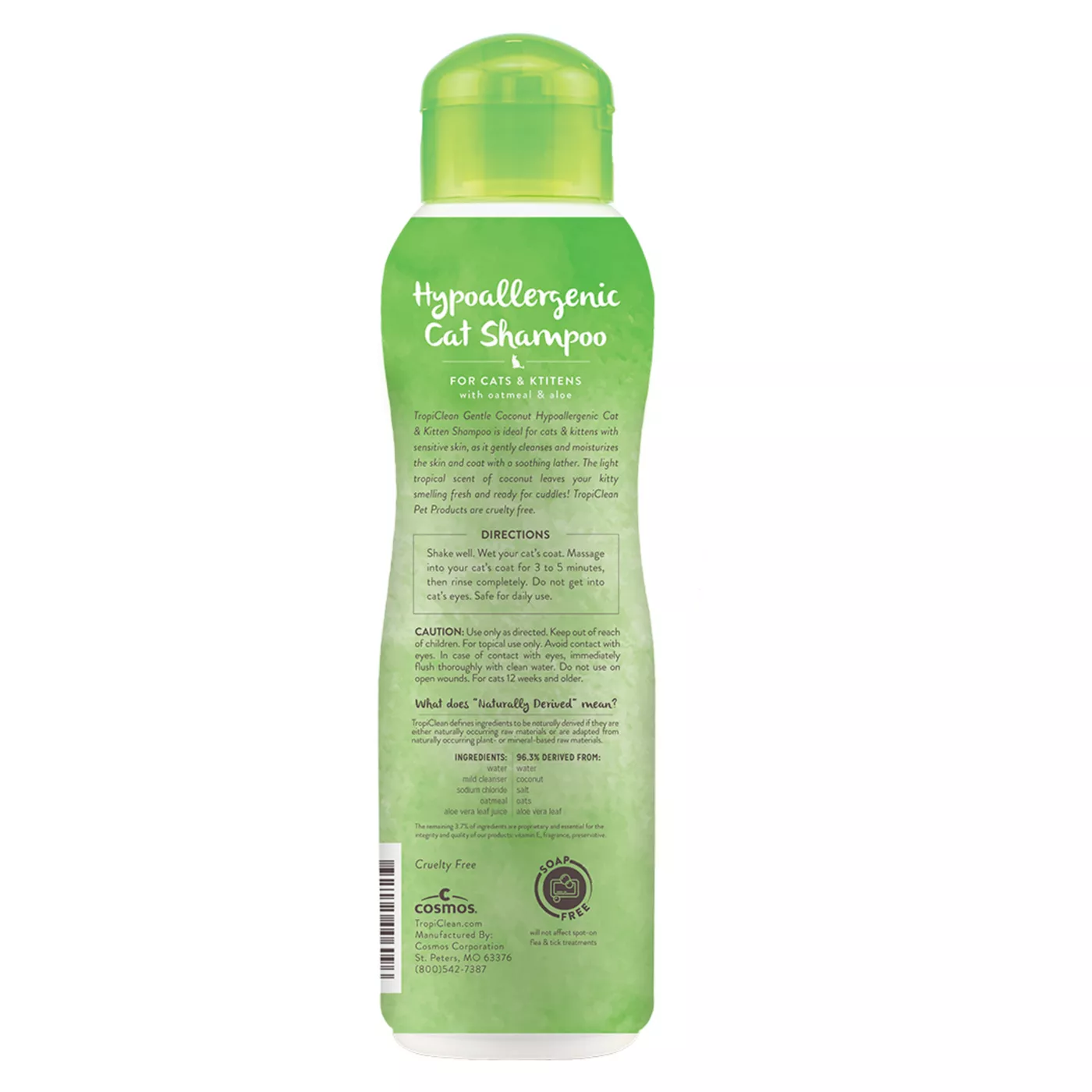 TropiClean Gentle Coconut Hypoallergenic Cat Kitten Shampoo