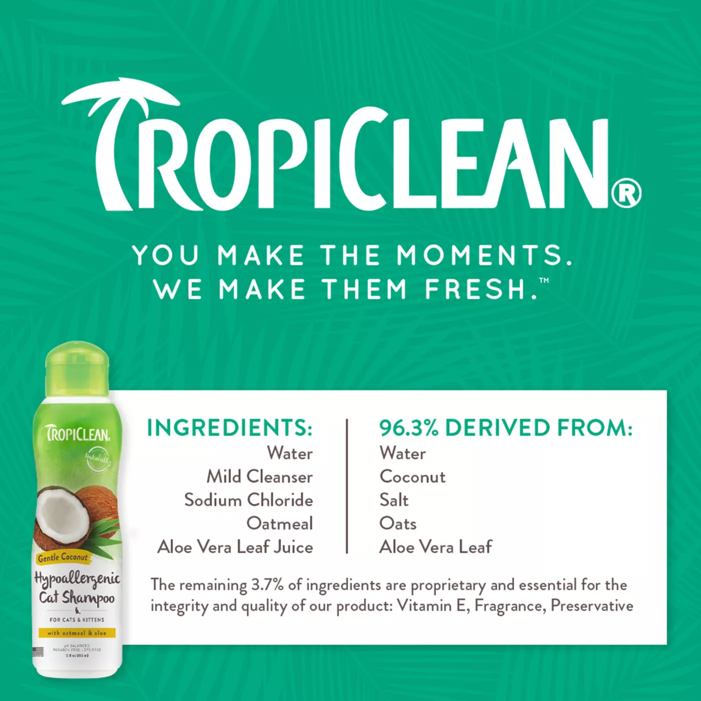 TropiClean Gentle Coconut Hypoallergenic Cat Kitten Shampoo