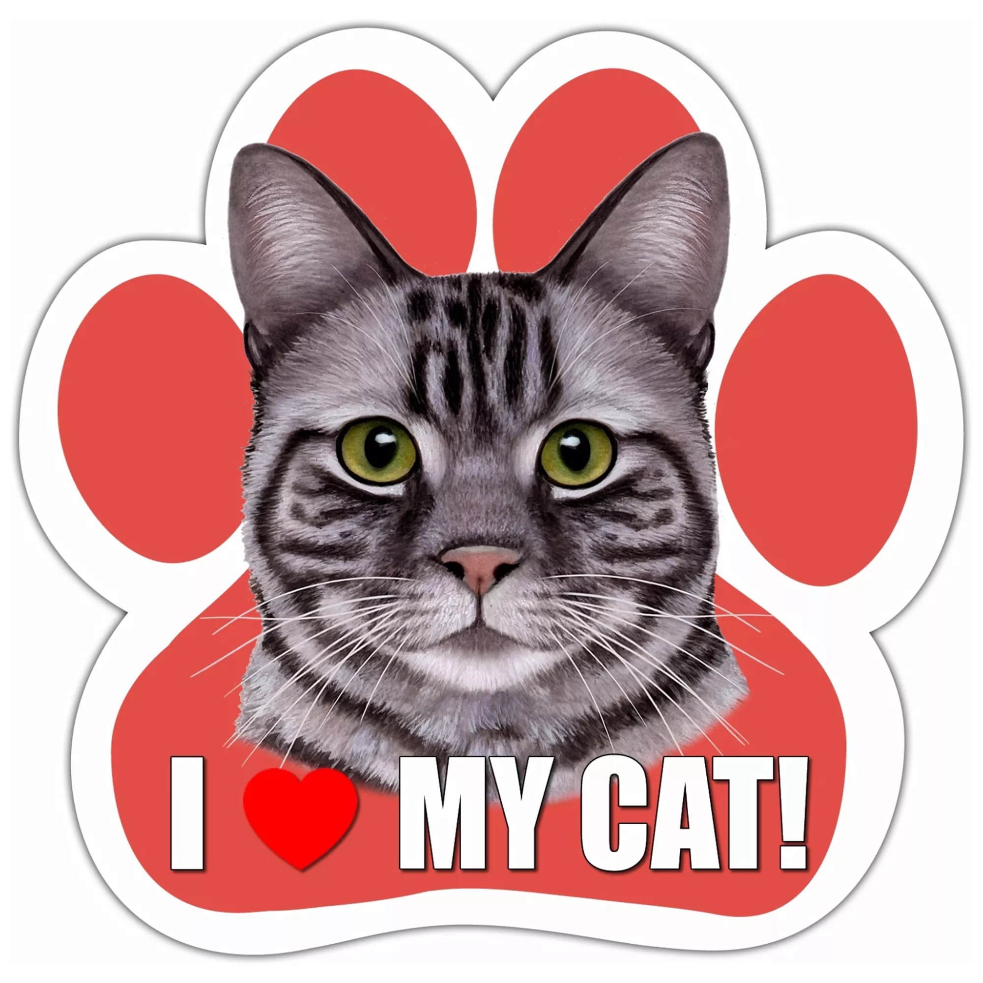 E&S Pets Silver Tabby Cat Paw Shaped Car Magnet