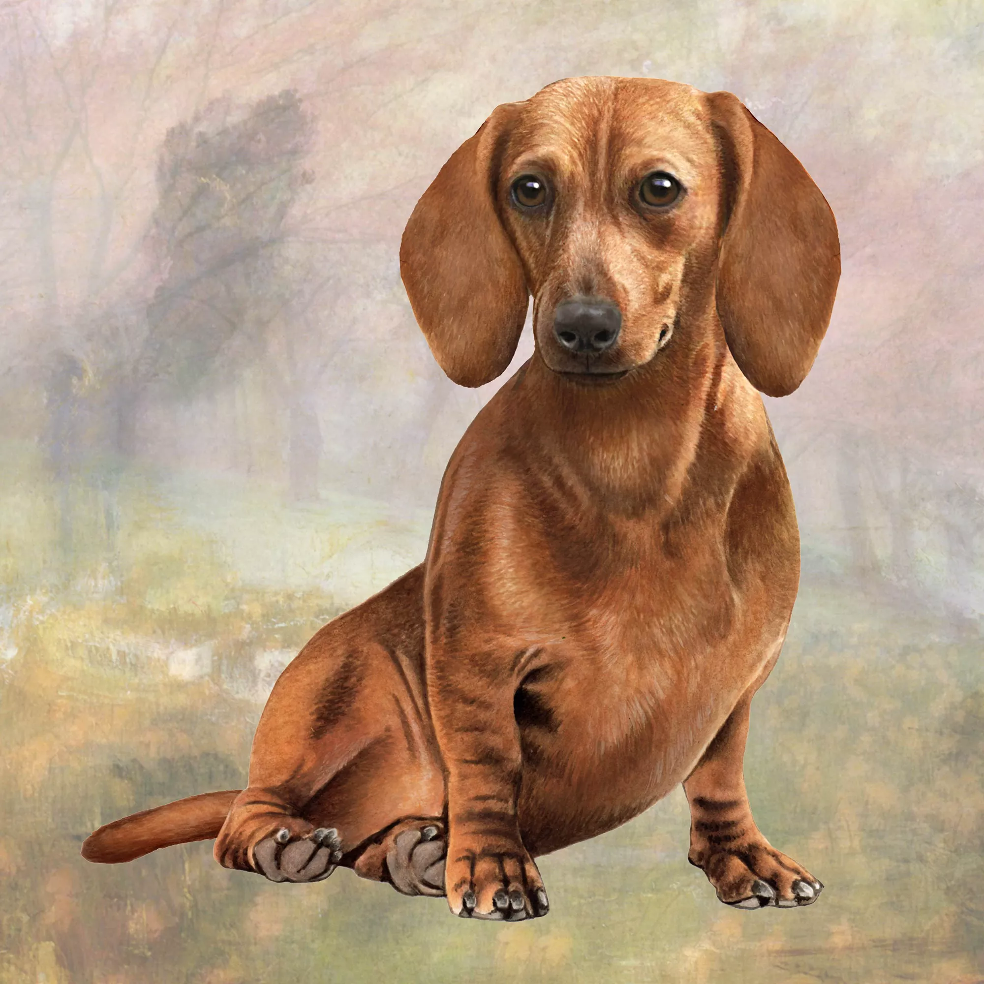 E&S Pets Red Dachshund Square Coaster